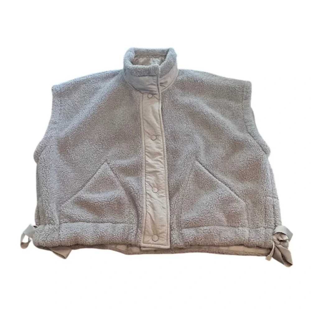 Free People Scout It Out Fleece Vest Sherpa Light Blue Large Baggy Oversized